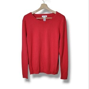 Orvis Cotton Cashmere Sweater Red Soft Timeless Casual Size Large